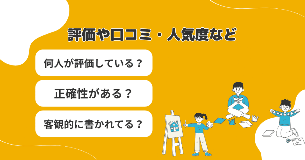 評価や口コミなどをを書いた画像
